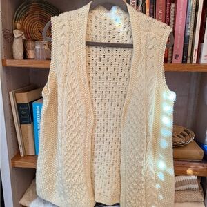 Cream Cable Knit Women's Sweater Vest